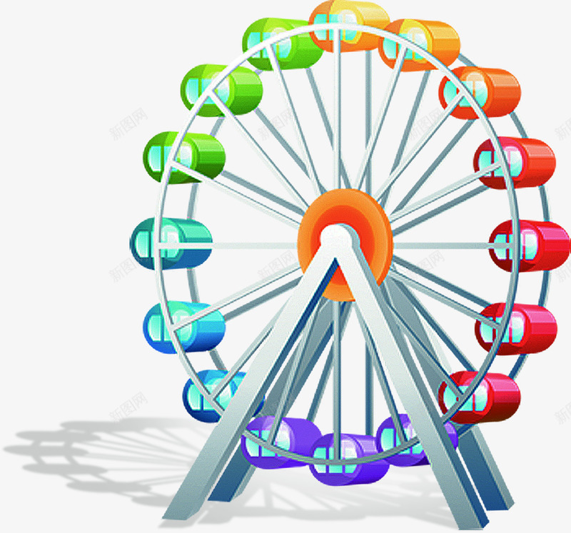 彩色卡通摩天轮png免抠素材_新图网 https://ixintu.com 卡通 彩色 摩天轮