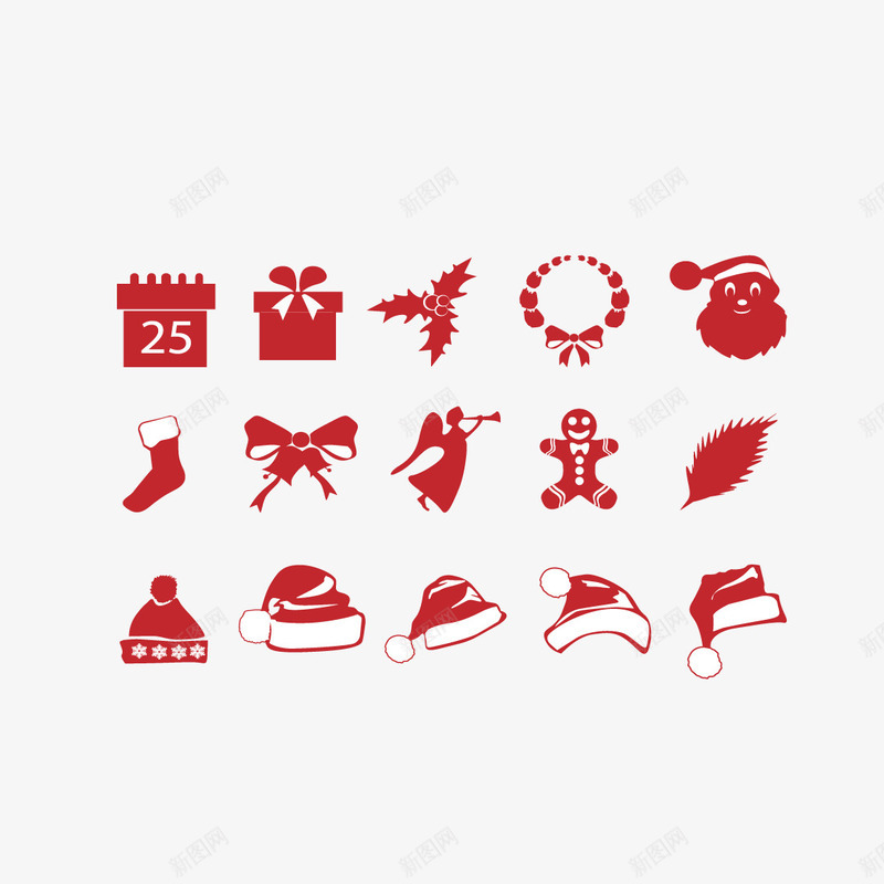 红色圣诞图案元素png免抠素材_新图网 https://ixintu.com 圣诞帽 红色 装饰礼包