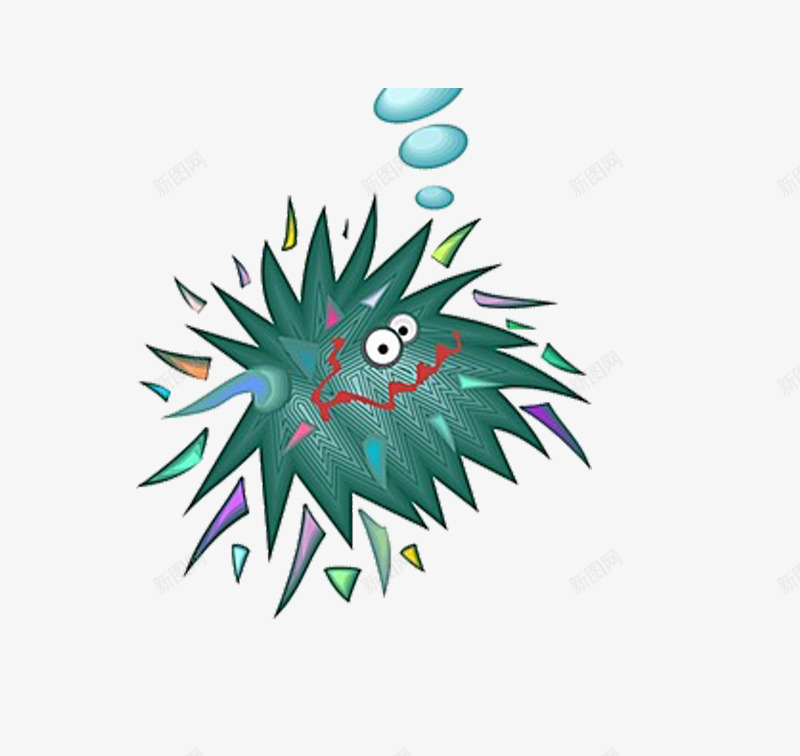 绿色环境png免抠素材_新图网 https://ixintu.com 卡通 卡通海胆 海胆 海鲜 荆棘 蓝色