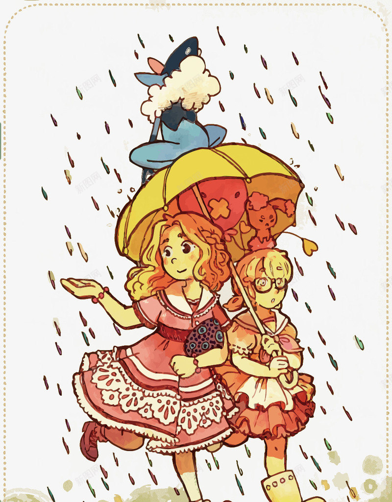 下雨天png免抠素材_新图网 https://ixintu.com 下雨天 卡通 卡通少女 可爱 少女 手绘 撑伞 雨伞