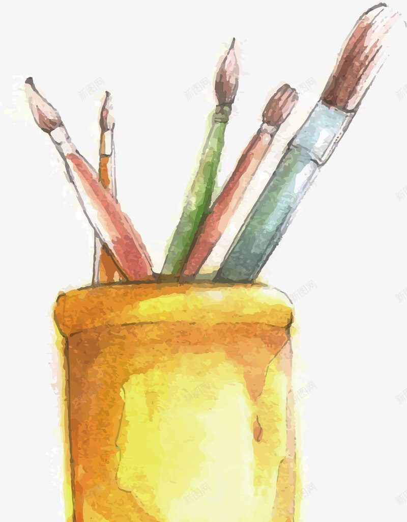 画笔笔筒png免抠素材_新图网 https://ixintu.com 卡通 彩色颜料 油彩颜料 绘画 颜料 颜料喷溅 颜料桶