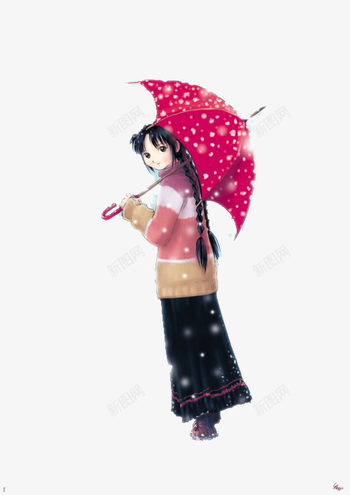 开雨伞的少女png免抠素材_新图网 https://ixintu.com 卡通 可爱 少女 美好 雨伞