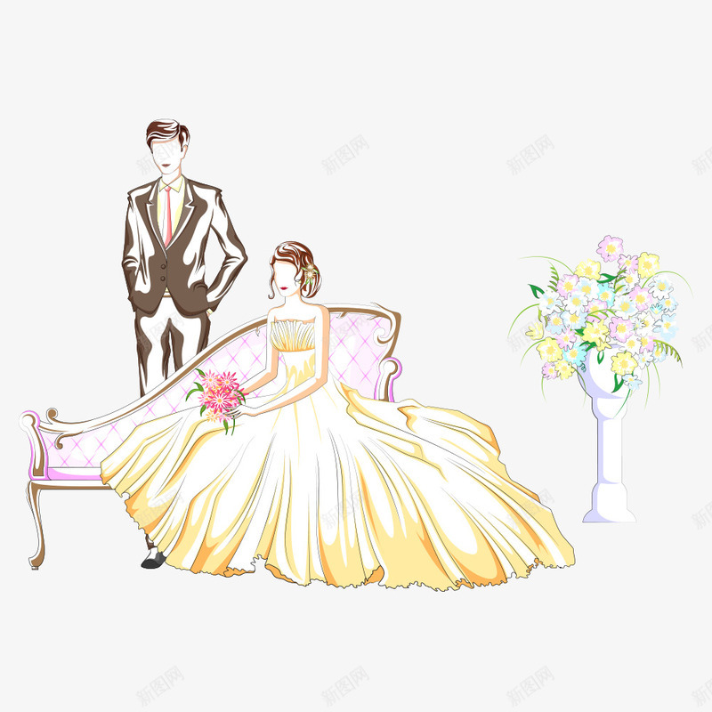 婚纱照png免抠素材_新图网 https://ixintu.com wedding 人物 卡通人物 沙发 结婚 都市美女
