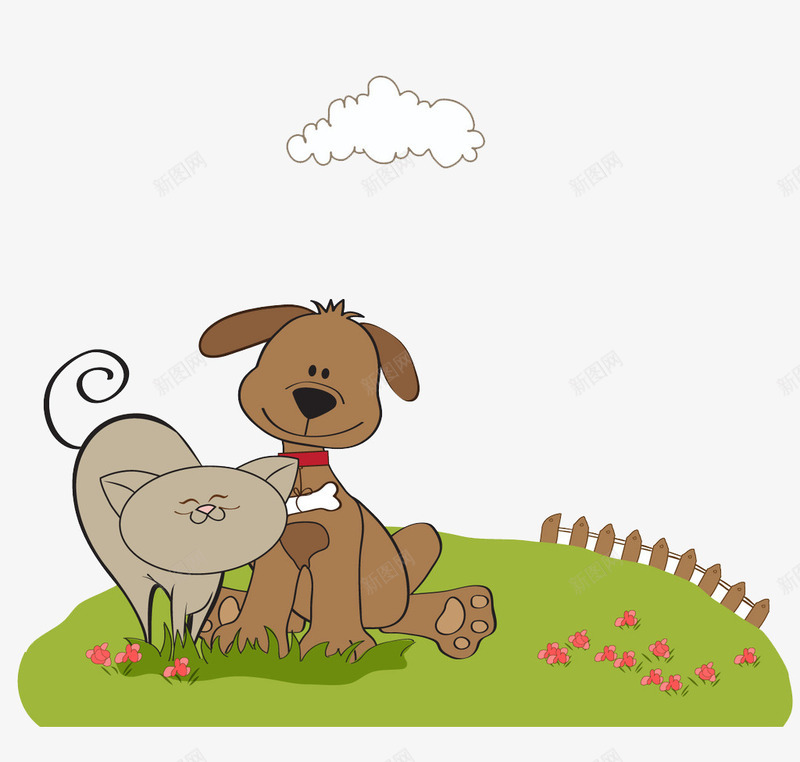 草地上的小狗png免抠素材_新图网 https://ixintu.com 动物 卡通 宠物 小狗 手绘