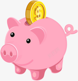 卡通粉色小猪存钱罐素材