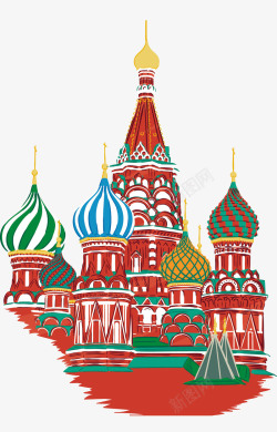 手绘特色虾子手绘俄罗斯风情建筑高清图片