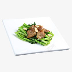 炒菜菜单一盘子美味的菜心炒肉菜品高清图片