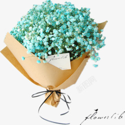 蓝色包装纸满天星花束湖蓝色高清图片