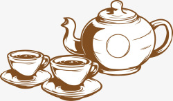 卡通的茶壶茶杯茶壶风格矢量图高清图片