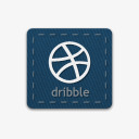 dribble运球蓝色长方形社会按钮图标高清图片