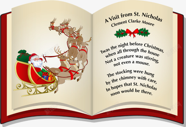 圣诞书png免抠素材_新图网 https://ixintu.com 一本书 图案设计 圣诞老人 英文