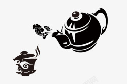 倾倒茶水茶壶茶杯高清图片