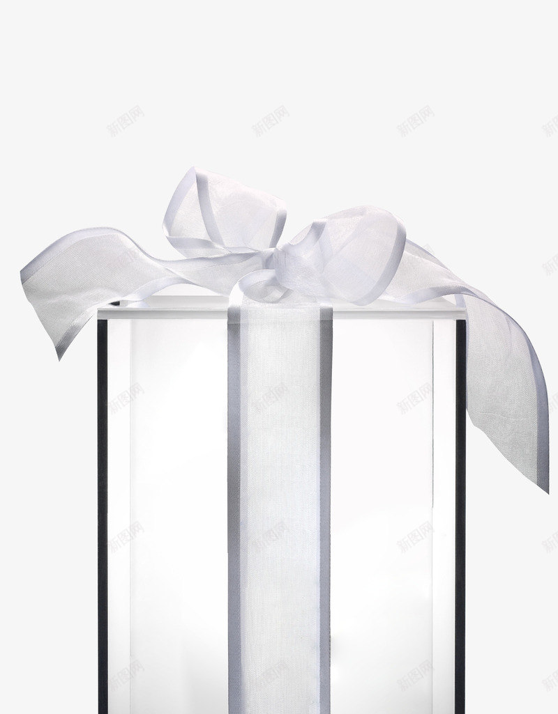 纯白色丝带的礼物盒png免抠素材_新图网 https://ixintu.com 礼物 纯白 色丝