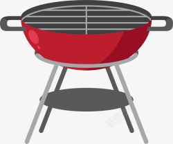 红色烧烤炉春季野餐红色烧烤架高清图片