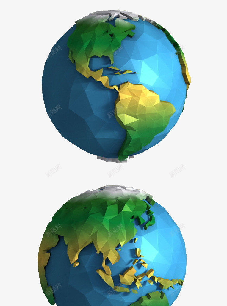 低多边形地球3d模型png免抠素材_新图网 https://ixintu.com 健康 商务 地球 地球仪 多边形 模型 绿色