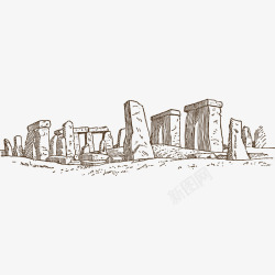 英国旅游景点英国巨石阵建筑旅游景点手绘矢量图图标高清图片