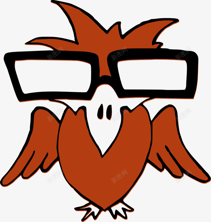 卡通戴着眼镜的鹰png免抠素材_新图网 https://ixintu.com 卡通 可爱 盯着 看 鸟嘴 鹰