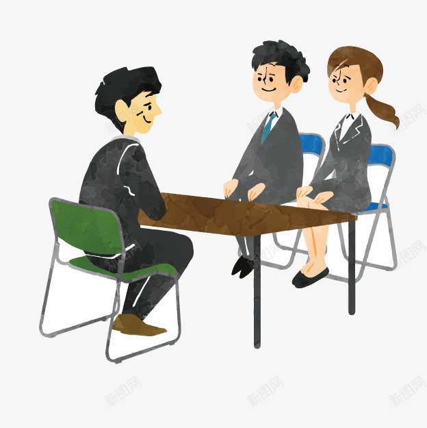 卡通双人面试png免抠素材_新图网 https://ixintu.com 卡通面试 双人面试 房间 日系手绘 考官 面试 面试环节 面试考官