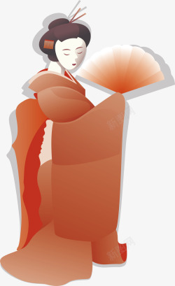 红色的日本歌姬矢量图素材