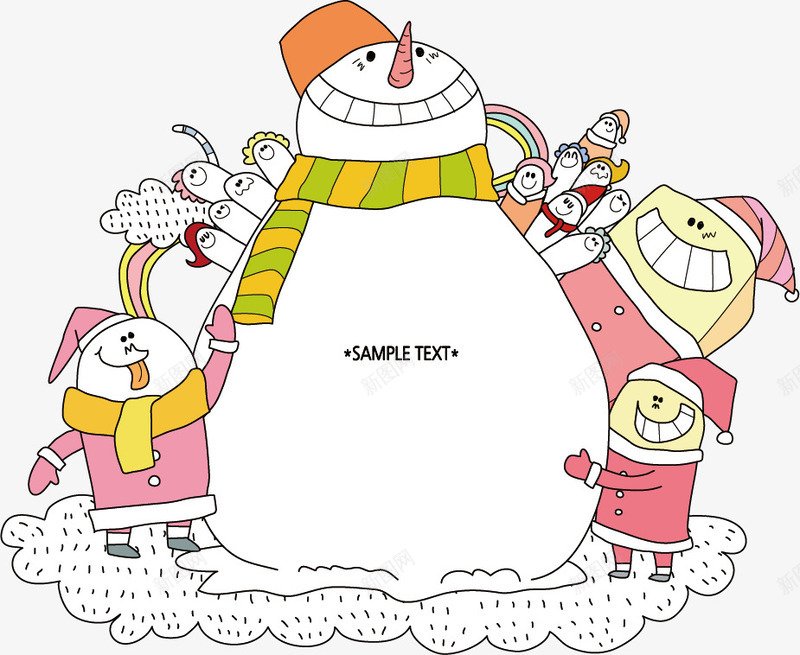 正在堆雪人的孩子们png免抠素材_新图网 https://ixintu.com 圣诞老人 圣诞节 堆雪人 小孩