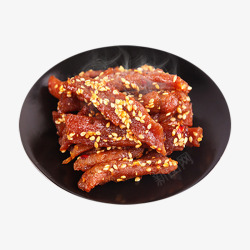 香辣炭烧蜜汁猪肉干产品实物芝麻猪肉条高清图片