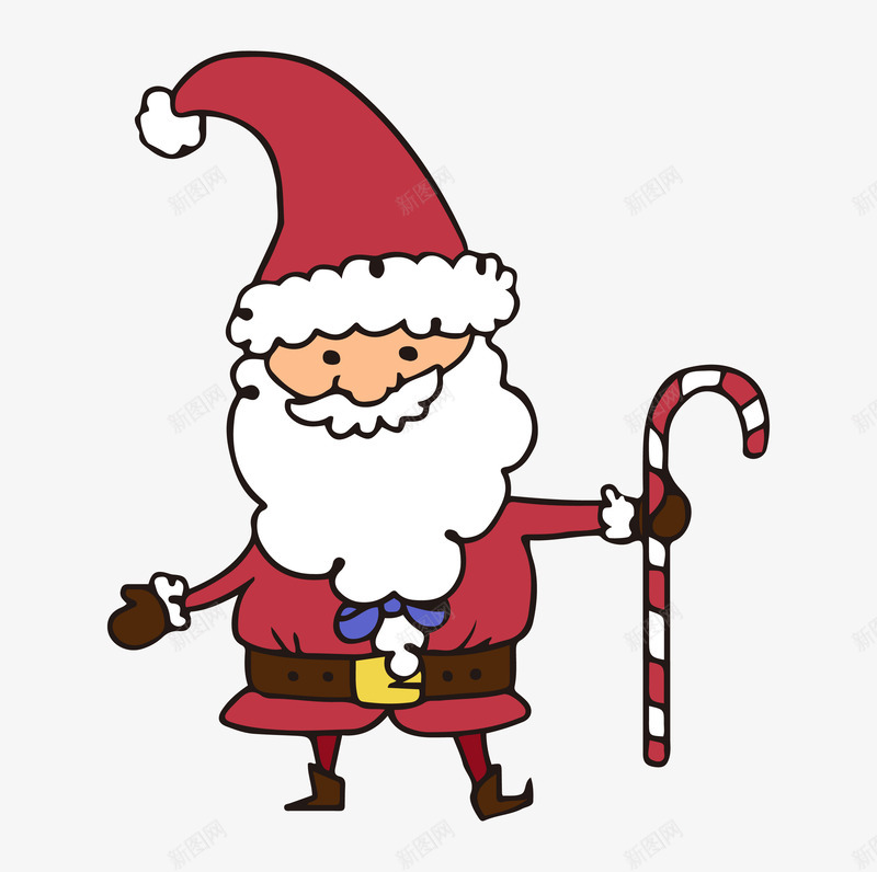 拿着拐杖的圣诞老人png免抠素材_新图网 https://ixintu.com 动漫动画 卡通人物 卡通手绘 圣诞老人 拐杖 装饰图
