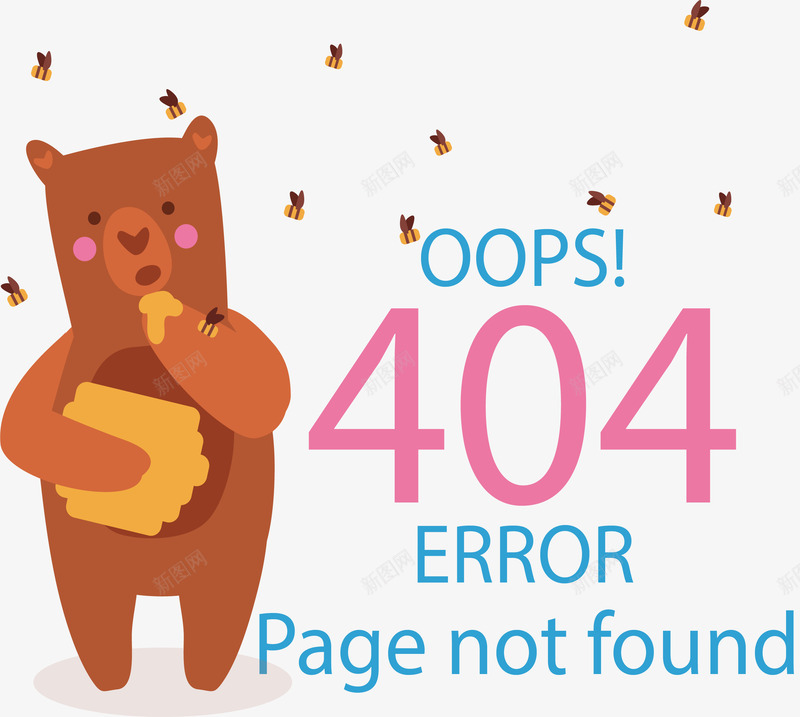 吃蜂蜜的大熊错误页面png免抠素材_新图网 https://ixintu.com 404页面 偷吃蜂蜜 吃蜂蜜的熊 矢量png 网站报错 错误页面