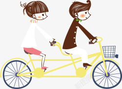 骑自习车骑双人车的情侣高清图片