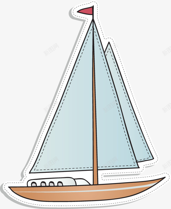 蓝色卡通小船图标png_新图网 https://ixintu.com 卡通图标 卡通帆船 帆船 蓝色小船
