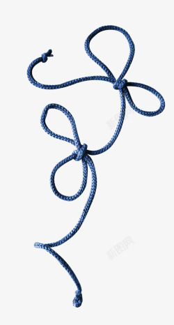 打结的蓝色绳子素材