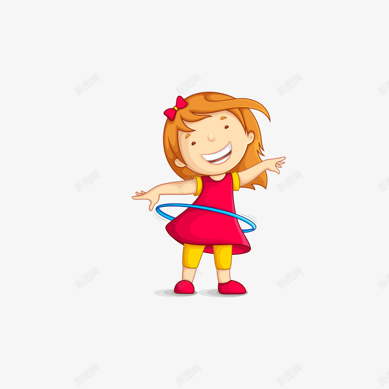 可爱卡通少女转呼啦圈png免抠素材_新图网 https://ixintu.com PNG 卡通少女 可爱 开心 转呼啦圈 运动少女