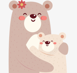 小熊与妈妈手绘熊熊母子高清图片