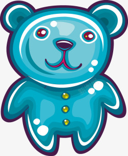 手绘蓝色小熊绘画风格素材