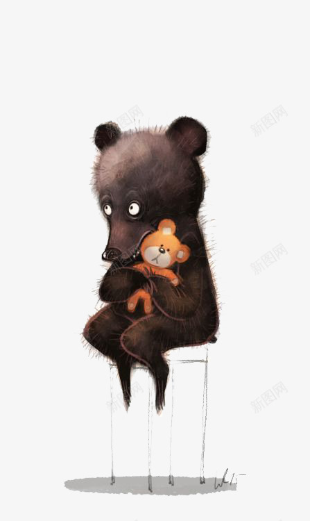 黑熊png免抠素材_新图网 https://ixintu.com 动物 卡通 手绘 插画 文艺 清新 黑熊