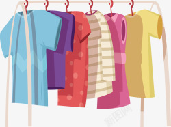 彩色衣架一个晾衣架与彩色衣服矢量图高清图片