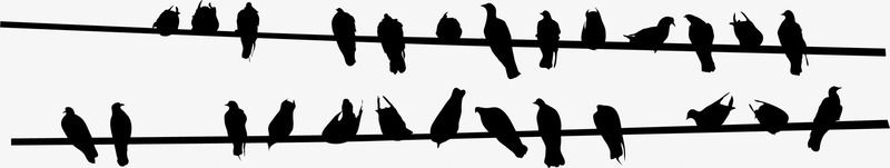 黑色电线杆鸟群png免抠素材_新图网 https://ixintu.com 小鸟 电线杆 装饰图案 鸟群 黑色