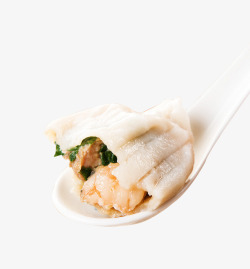 鲜嫩海鲜一勺鲜嫩的海鲜饺子高清图片