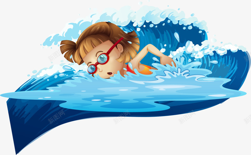 体育运动游泳运动png免抠素材_新图网 https://ixintu.com 体育运动 海浪 游泳的女孩 游泳运动 蓝色大海 蓝色海洋