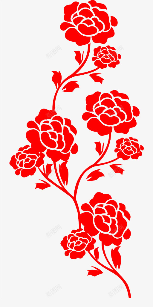 火红色的花朵png免抠素材_新图网 https://ixintu.com 剪纸 植物 红色 红花 花朵