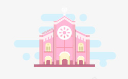 粉色的门房子的UI插画高清图片