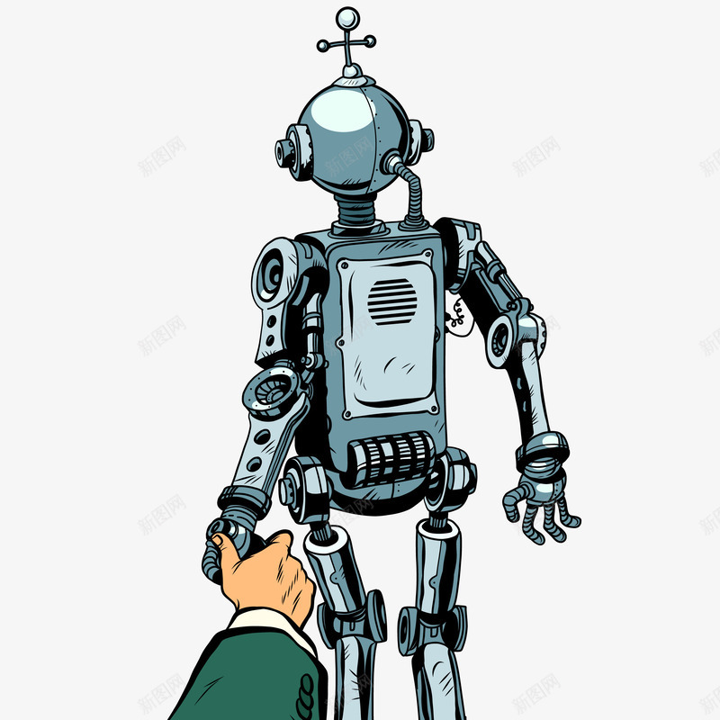 机器人背影png免抠素材_新图网 https://ixintu.com 一个 卡通 手拉手 手绘 机器人 科技 简图 背影