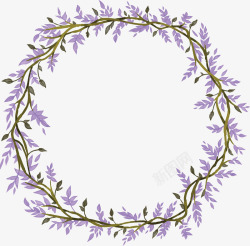 碎花边框紫色水彩碎花花环高清图片
