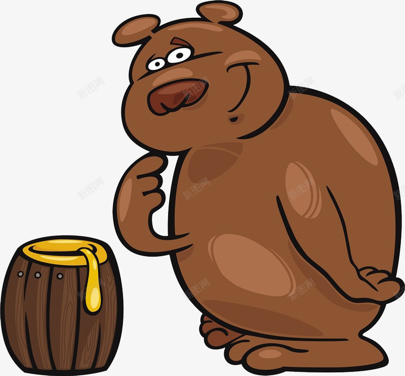 小熊看蜂蜜png免抠素材_新图网 https://ixintu.com 卡通手绘 木桶 桶 甜甜的 纯粮酿造 酿造 酿造蜂蜜 香甜 香醇