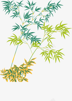 水墨花鸟图自然竹子矢量图高清图片