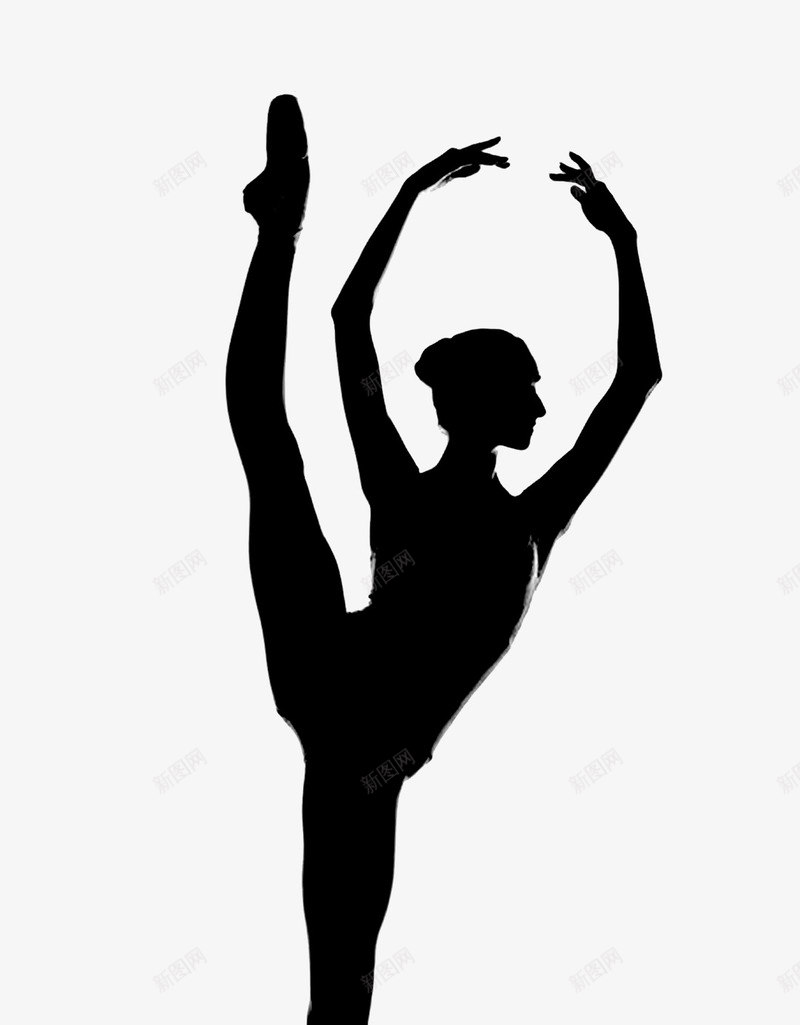 芭蕾舞女孩png免抠素材_新图网 https://ixintu.com 健身 剪影 舞蹈服 黑白 黑色