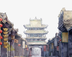 中国风古镇清明节风景图素材