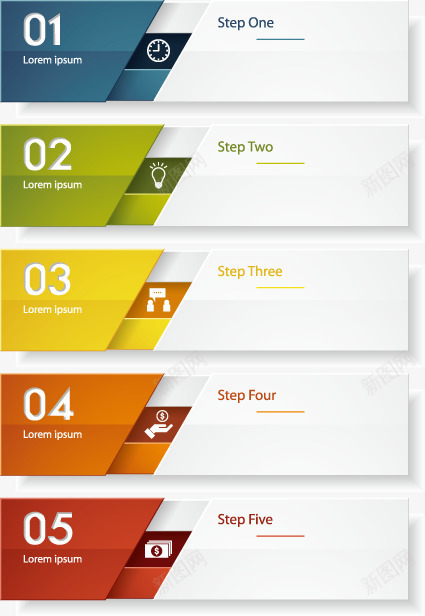 PPT元素png免抠素材_新图网 https://ixintu.com PPT 信息分类 元素 横条标签 步骤 流程