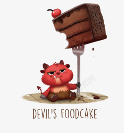 小恶魔吃蛋糕素材