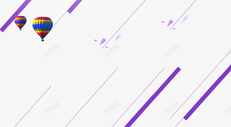 漂浮线条png免抠素材_新图网 https://ixintu.com 几何 热气球 紫色 线条