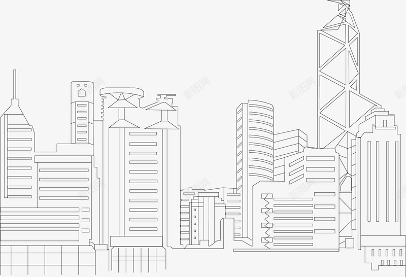 城市房屋手绘图png免抠素材_新图网 https://ixintu.com 城市 城市建筑图 城市线框 建筑 手绘城市图 曲线 线条 线绘 边框 都市